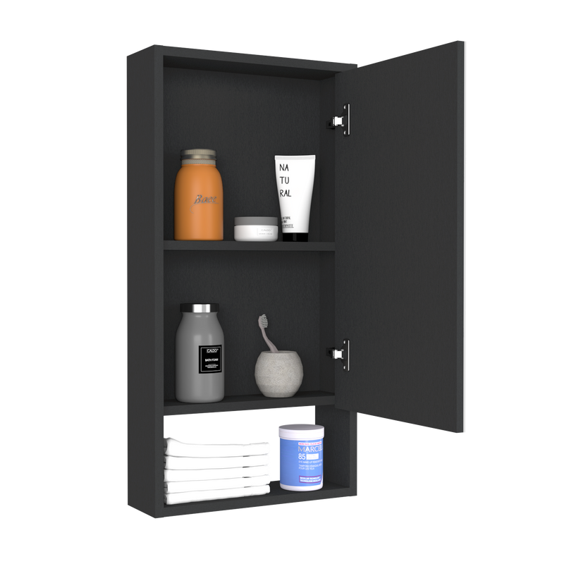 Medicine Cabinet Irvine, One External Shelf, Black Wengue Finish-4