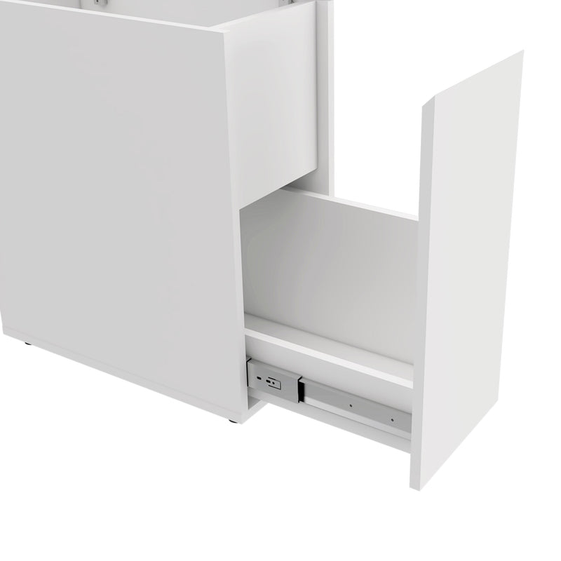 Bathroom Storage Cabinet Raplex, Liftable Top, One Drawer, White Finish-5