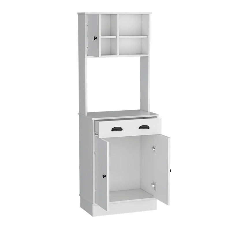 Microwave Storage Stand with 3-Doors and Drawer Arlington, White Finish-5