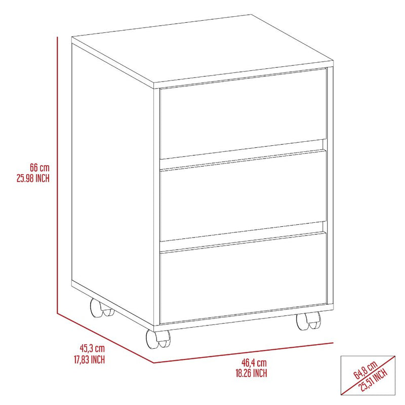 Three Drawers Bang, Filing Cabinet, Roller Blade Glide, White Finish-7