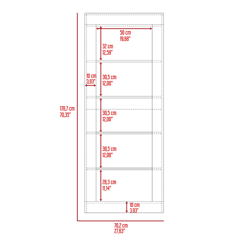 Bookcase Wray with Frame and Five Tier Shelves, Black Wengue Finish-5