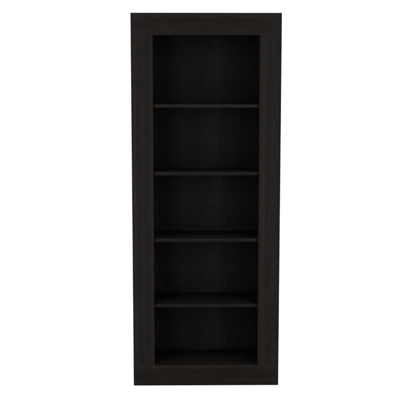 Bookcase Wray with Frame and Five Tier Shelves, Black Wengue Finish-2