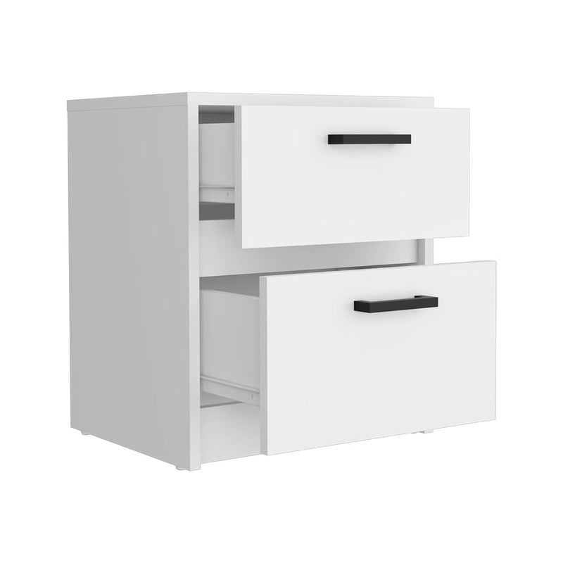 Karval 2 Piece Bedroom Set, Armoire + Nightstand, White Finish-6