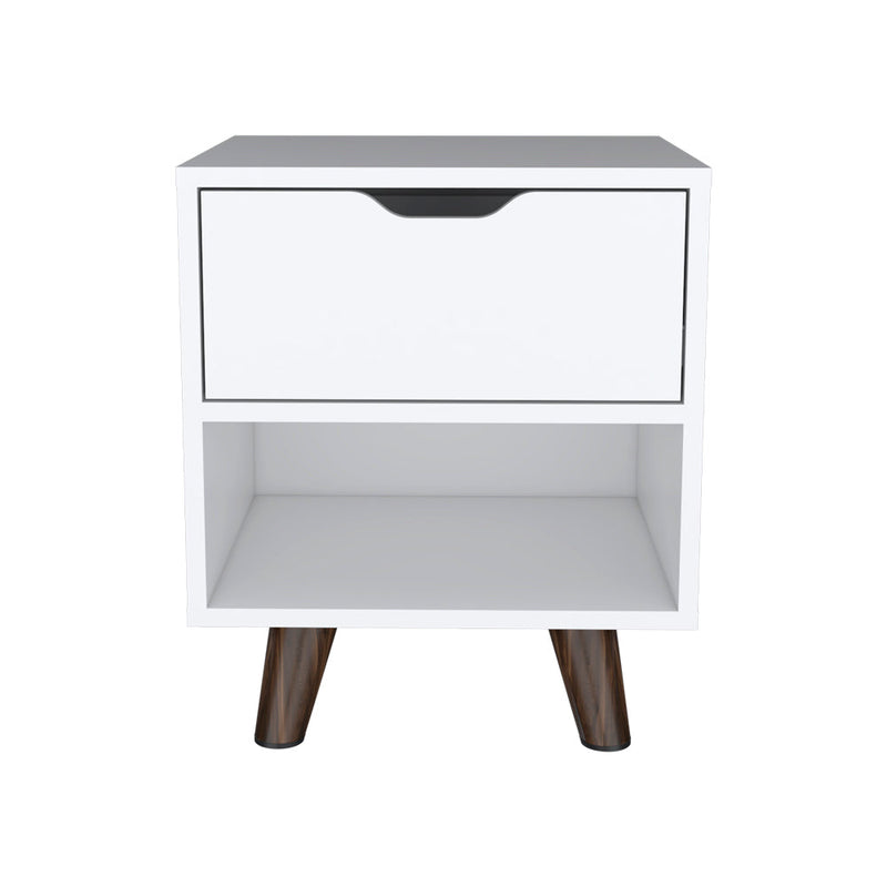 Nightstand Carleen, Roomy Drawer, Sturdy Wooden Legs, White Finish-5