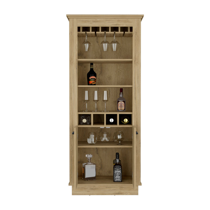 Bar Cabinet Provo, Wine Racks and Glass Holder, Macadamia Finish-4