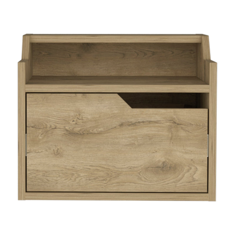 Floating Nightstand Chester, Dual Top Surface with Built-in Drawer Storage, Macadamia Finish-6