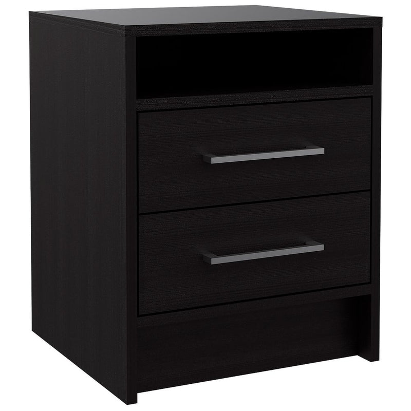 Nightstand Cartiz, Two Drawers, Black Wengue Finish-3