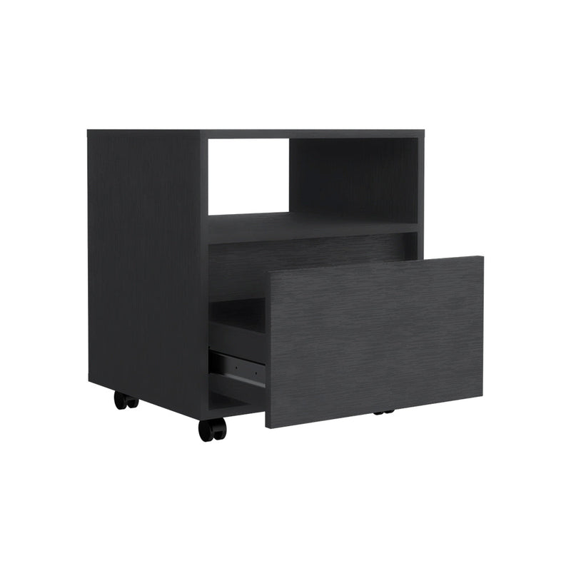 Nightstand Munyochi, One Drawer, Black Wengue Finish-5