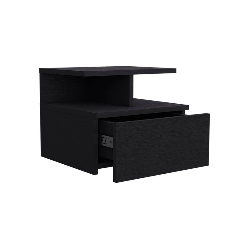 Floating Nightstand Flopini, One Drawer, Black Wengue Finish-5