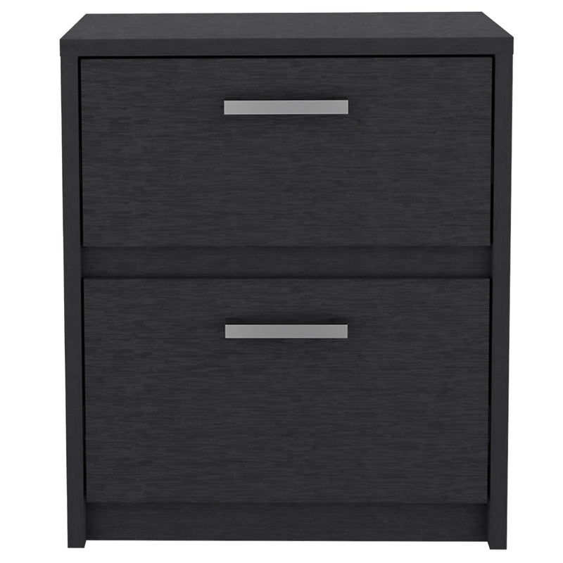 Nightstand Chequered, Two Drawers, Black Wengue Finish-4