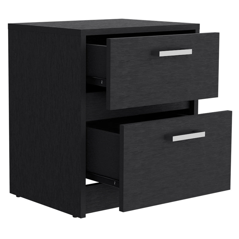 Nightstand Chequered, Two Drawers, Black Wengue Finish-5