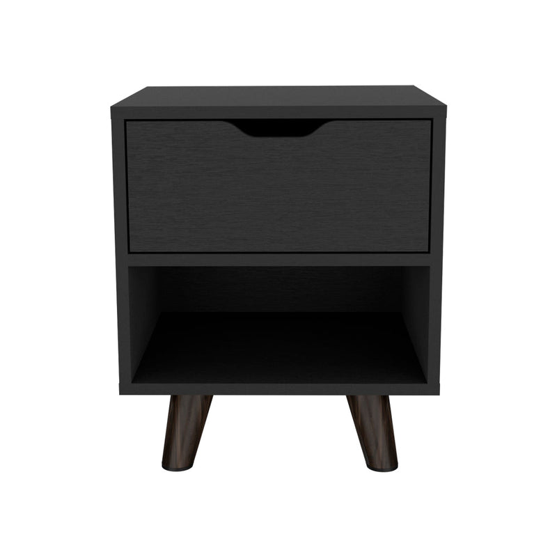 Nightstand Carleen, Sturdy Wooden Legs, Black Wengue Finish-5