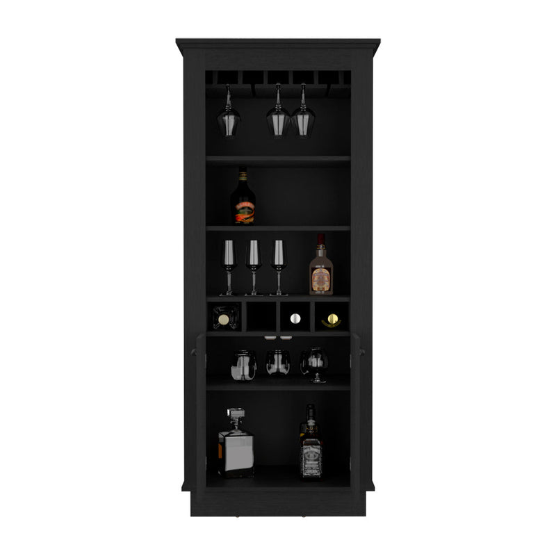 Bar Cabinet Provo, Glass Holder, Black Wengue Finish-3