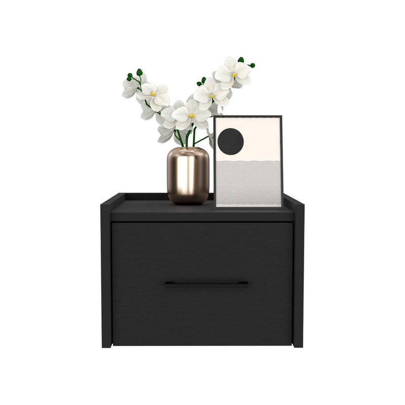 Floating Nightstand Calion Compact Design with Handy Drawer Storage, Black Wengue Finish-4