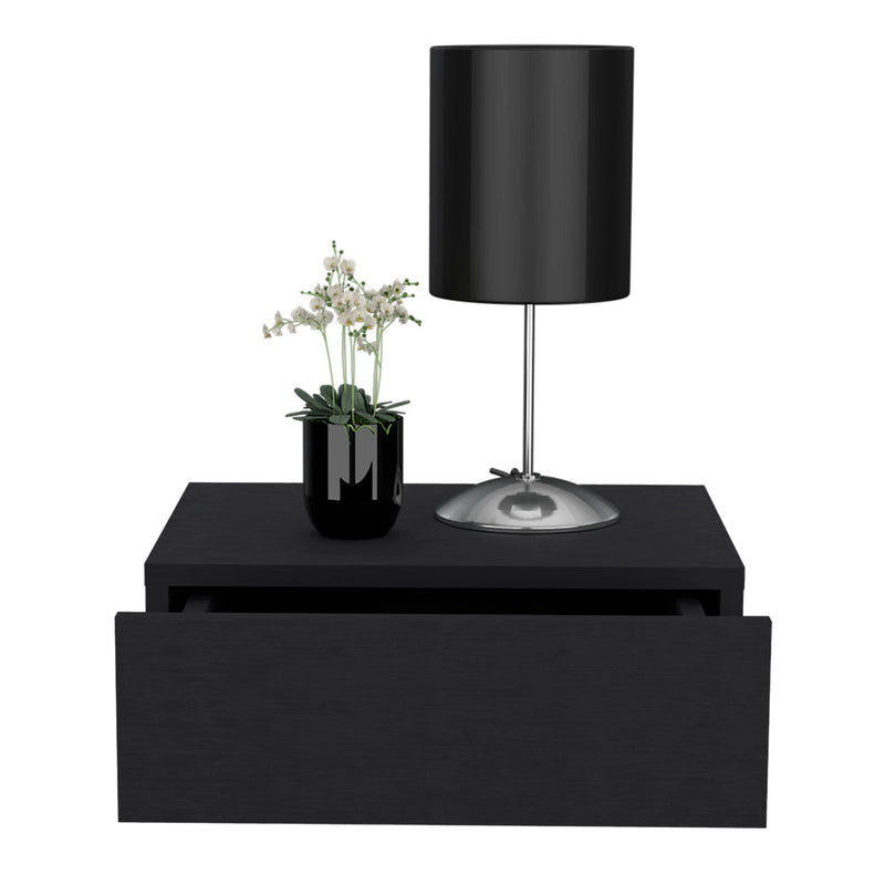 Floating Nightstand Isola, Sleek Wall-Mounted Design with 1-Drawer, Black Wengue Finish-3