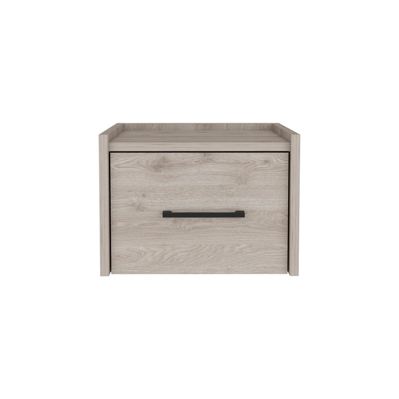 Floating Nightstand Calion Compact Design with Handy Drawer Storage, Light Gray Finish-6