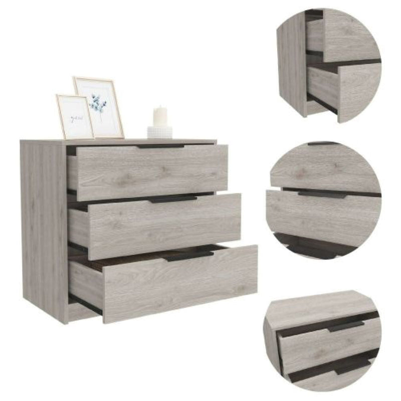 3 Drawers Dresser Maryland, Superior Top, Light Gray Finish-6