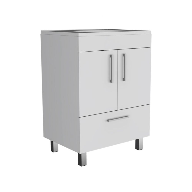 Single Bathroom Vanity Mayorca, Double Door Cabinet, One Drawer, White Finish-5