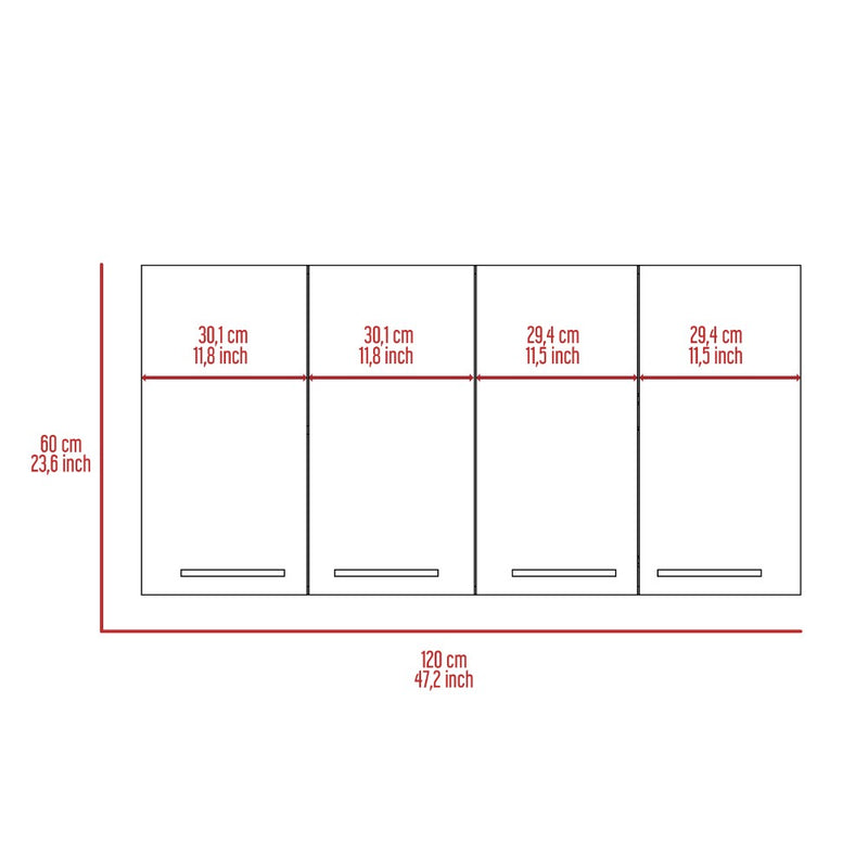 Kitchen Cabinet Durham, Four Doors, White Finish-8