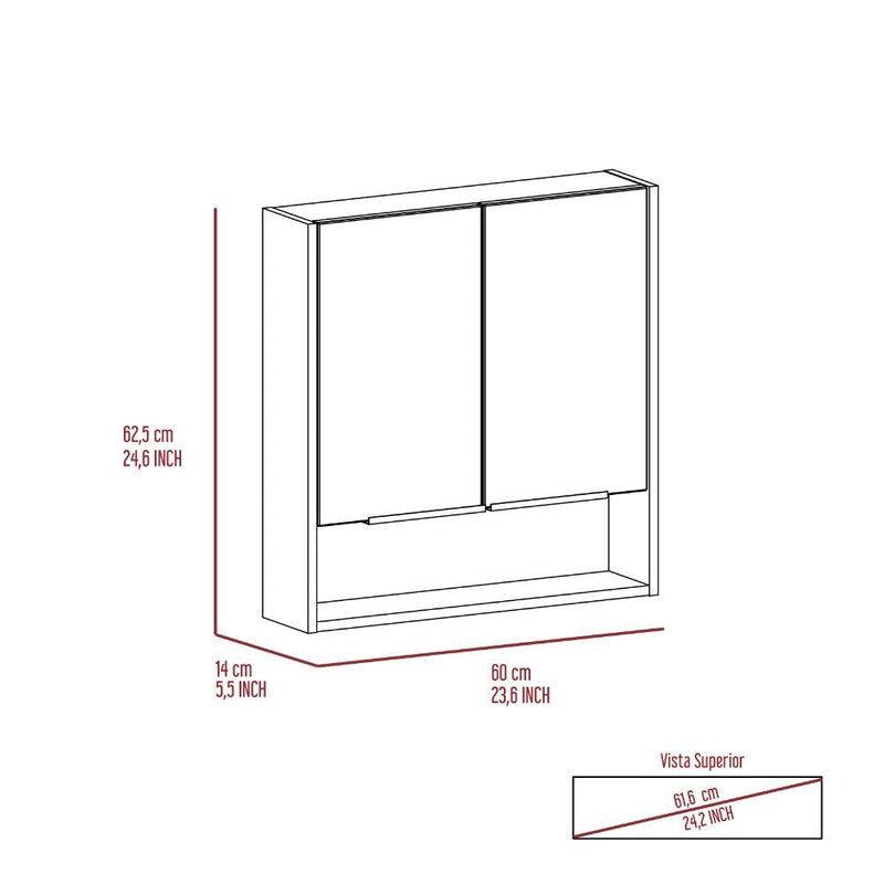 Medicine Cabinet with Mirror  Lexington,Three Internal Shelves, Light Gray Finish-5