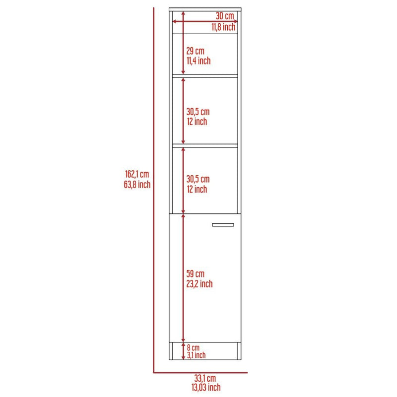 Linen Cabinet Emmett,Two Interior Shelves, Pine Finish-3