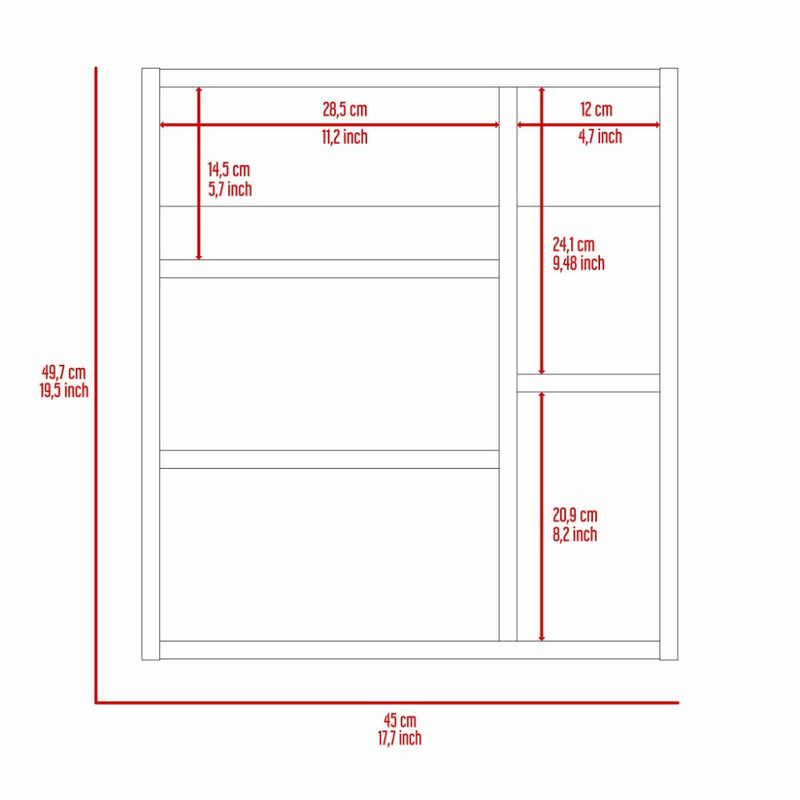 Medicine Cabinet Mirror Clifton, Five Internal Shelves, Pine Finish-7