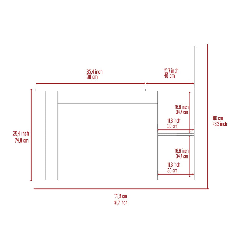 Computer Desk Mohave, Five Open Shelves, Smokey Oak Finish-7