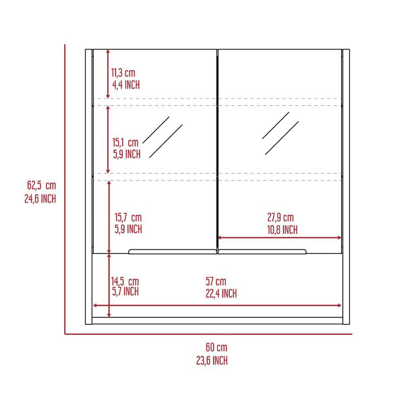 Medicine Cabinet with Mirror  Lexington,Three Internal Shelves, Light Gray Finish-6