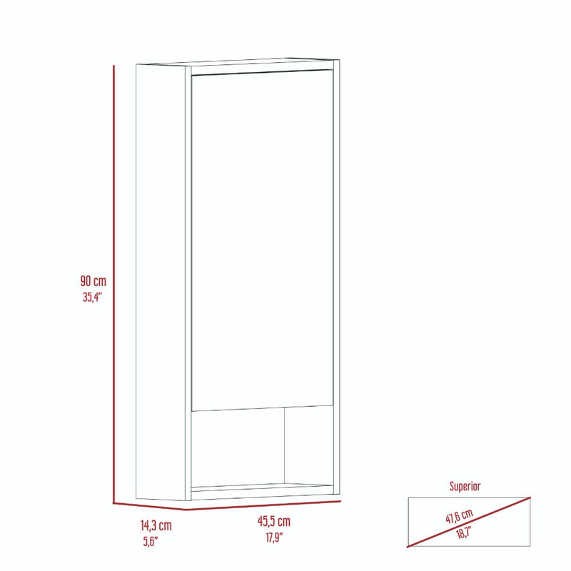 Medicine Cabinet Irvine, One External Shelf, Light Gray Finish-7