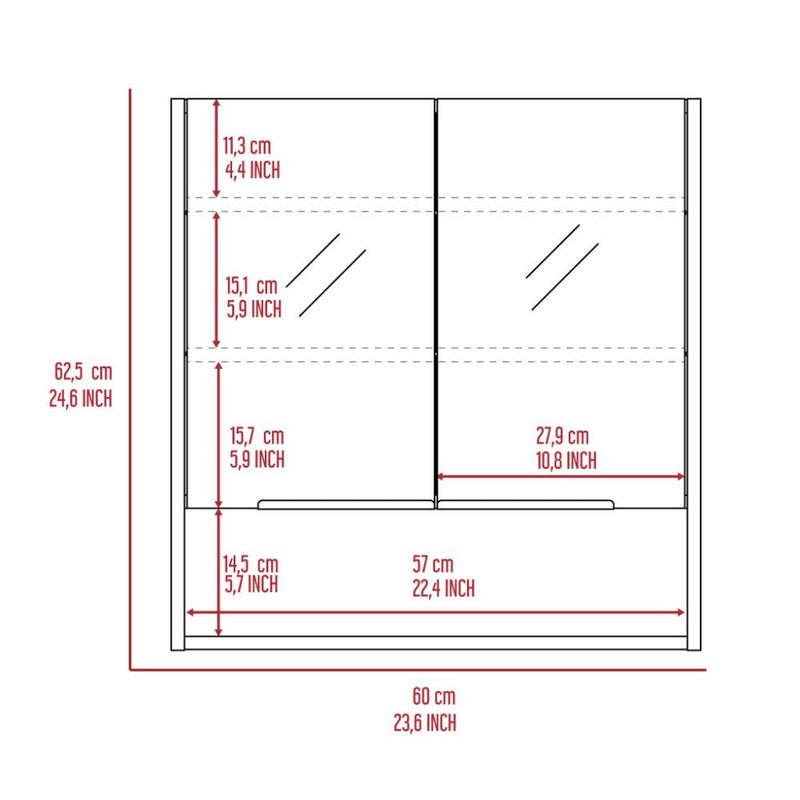 Medicine Cabinet with Mirror  Lexington,Three Internal Shelves, Black Wengue Finish-8