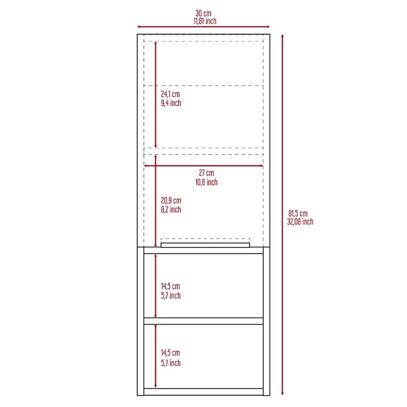 Medicine Cabinet Hazelton, Open and Interior Shelves, White Finish-6