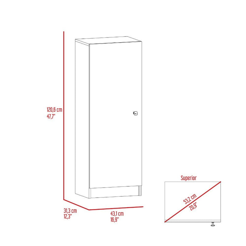 Pantry Miami, Single Door Cabinet, White Finish-5