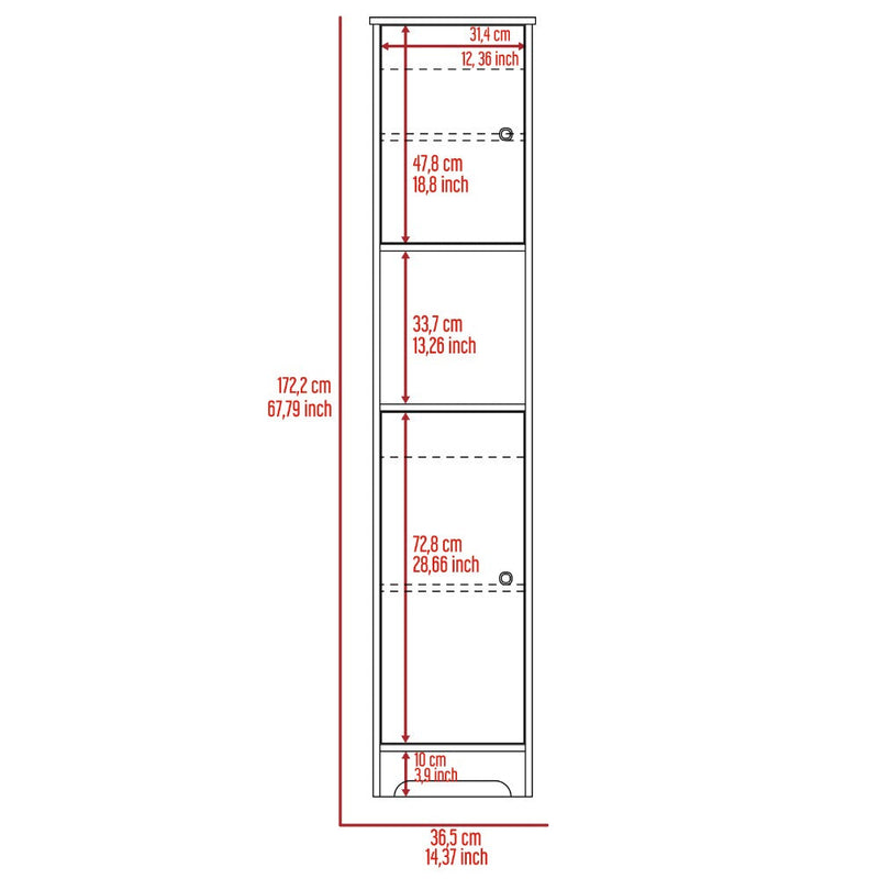 Linen Cabinet Albany, Four Interior Shelves, White Finish-7