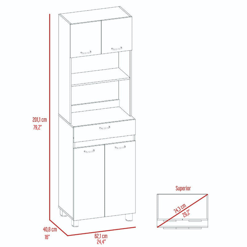 Microwave Cabinet Madison, Double Door, White Finish-7