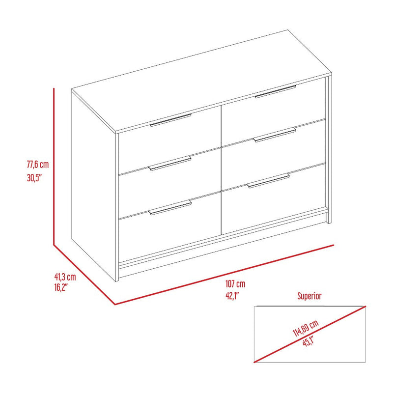 4 Drawer Double Dresser Maryland, Metal Handle, Black Wengue / Pine Finish-8