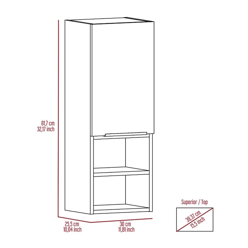 Medicine Cabinet Hazelton, Two Interior Shelves, Black Wengue Finish-8