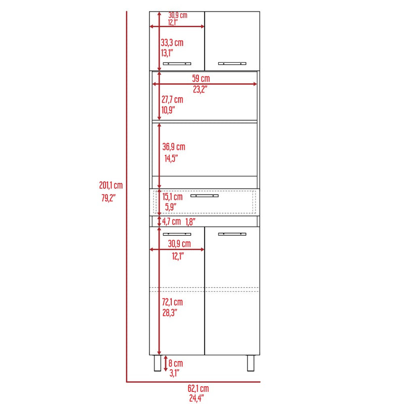 Microwave Cabinet Madison, Double Door, White Finish-8