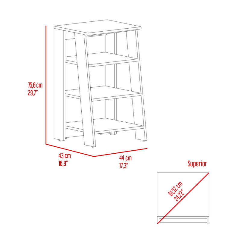 Linen Cabinet Jenne, Four Open Shelves, Light Oak / White Finish-6