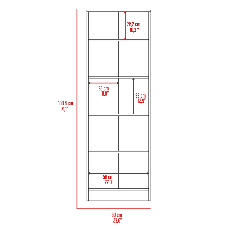 Storage Cabinet Pipestone, Five Shelves, Light Oak / Black Wengue Finish-8