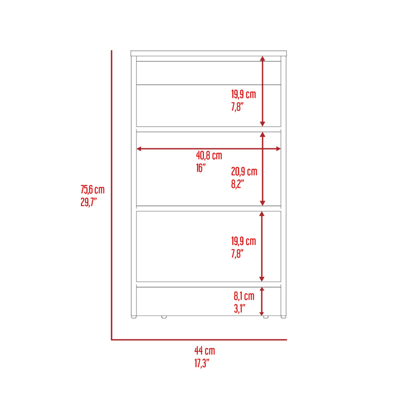 Linen Cabinet Jenne, Four Open Shelves, Light Oak / White Finish-7