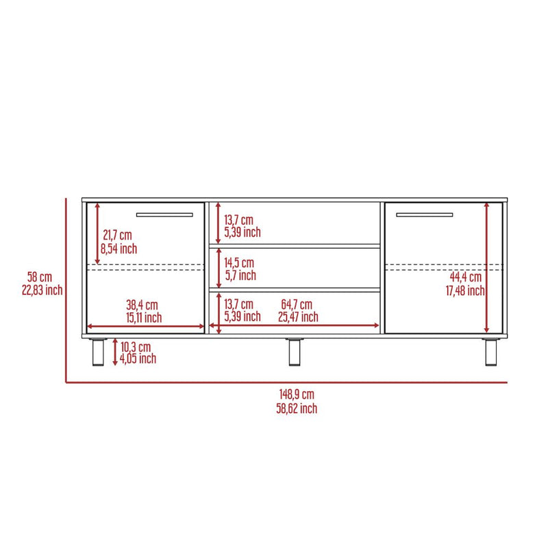 Tv Stand for TV´s up 55" Washington, Four Shelves, Black Wengue / Pine Finish-5