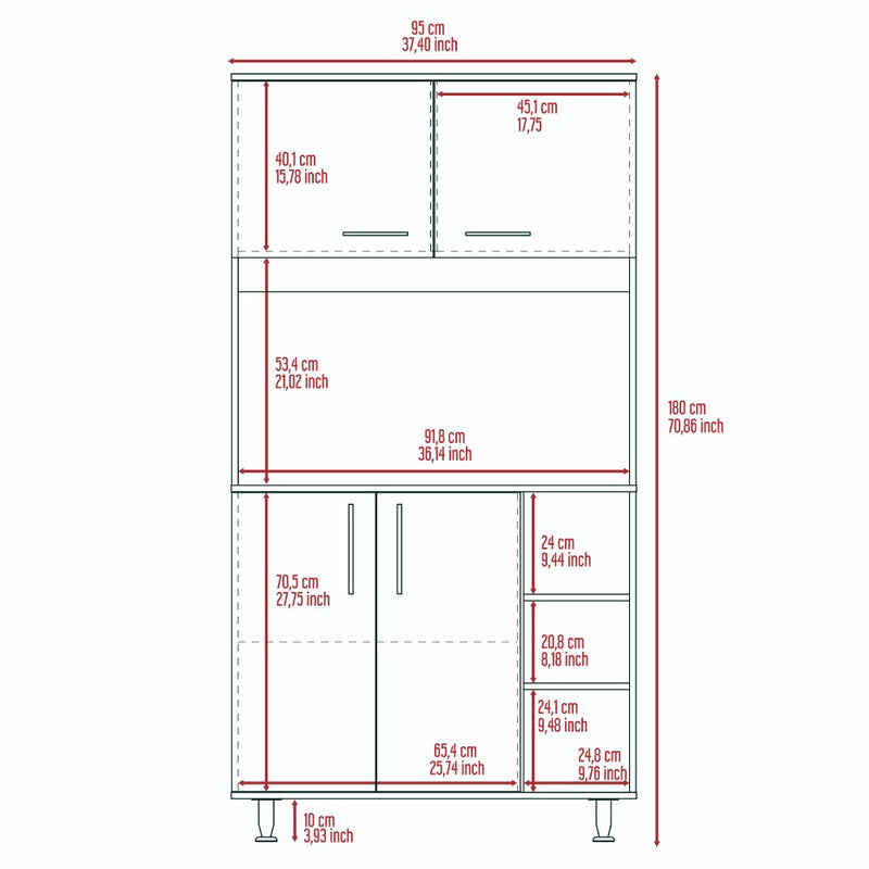 Pantry Cabinet Delaware, Double Door, White Finish-8