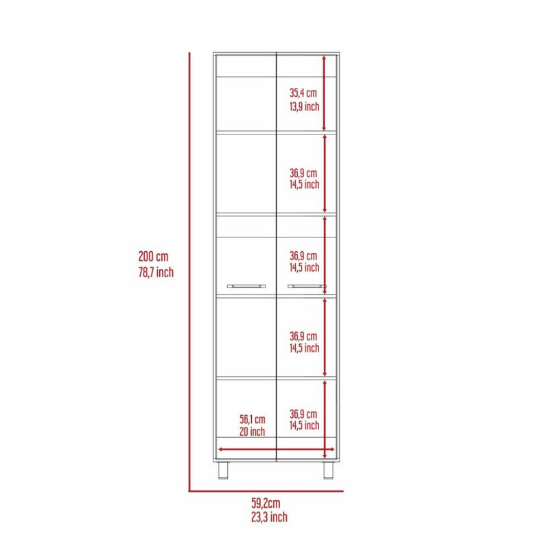 Pantry Cabinet Phoenix, Five Interior Shelves, White Finish-5