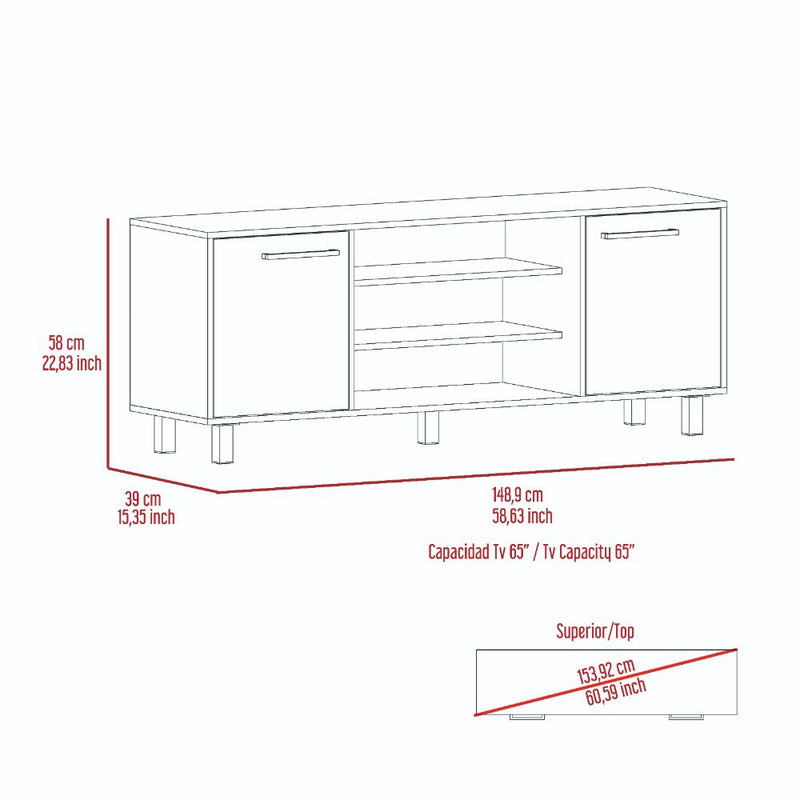 Tv Stand for TV´s up 55" Washington, Four Shelves, Black Wengue / Pine Finish-6