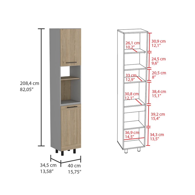 Kitchen Pantry Retrit, Double Door, Six Shelves, Light Pine Finish-6