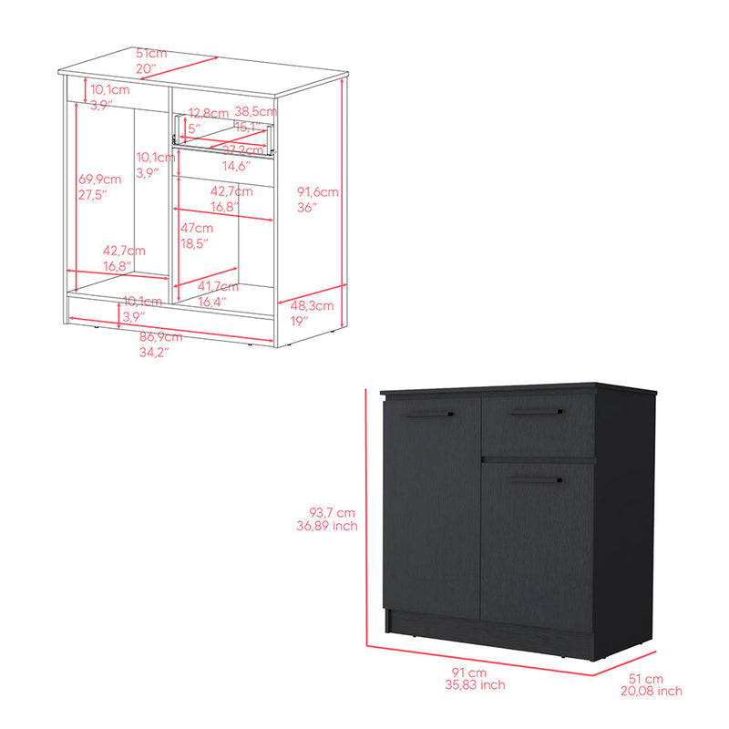 Dresser Carlin, Drawer and 2 Door Cabinets, Black Wengue Finish-6