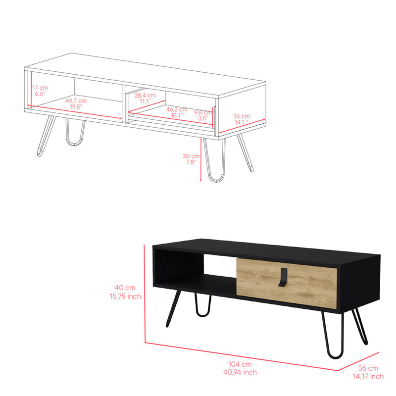 Magness Coffee Table: Dual-Tone Design with Storage, Black Wengue / Macadamia Finish-6