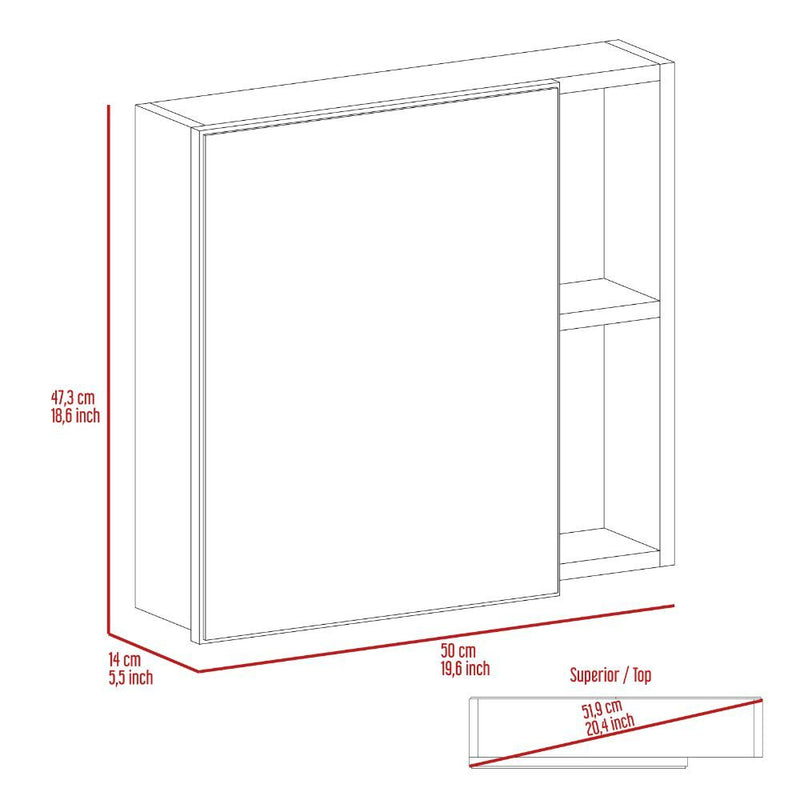 Medicine Cabinet Viking, Three Internal Shelves, Single Door, Two External Shelves, Black Wengue Finish-7