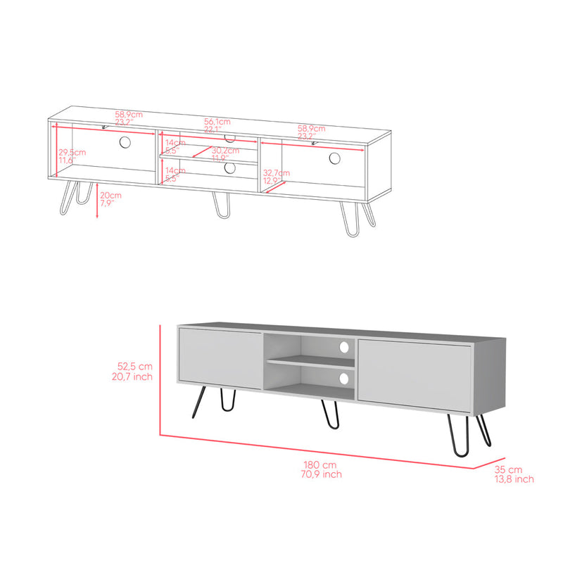 Tv Stand Franklin, Two Cabinets, Two Shelves, White Finish-7