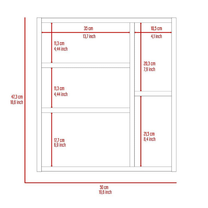 Medicine Cabinet Viking, Three Internal Shelves, Single Door, Two External Shelves, Black Wengue Finish-8